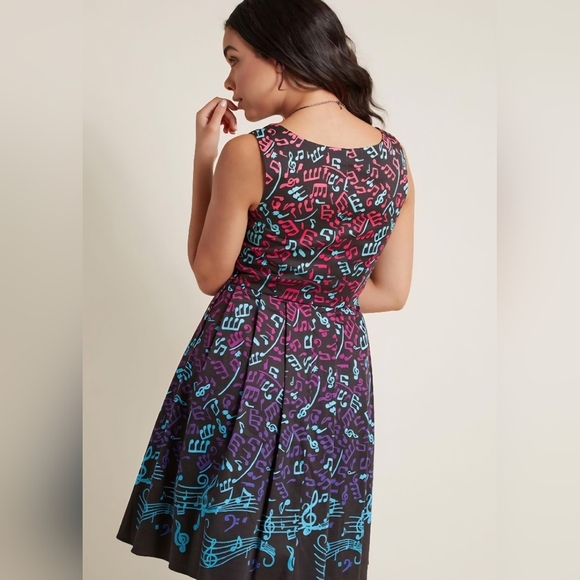 ModCloth Bijou Joys A-Line Music Print Dress Size L - Picture 5 of 13